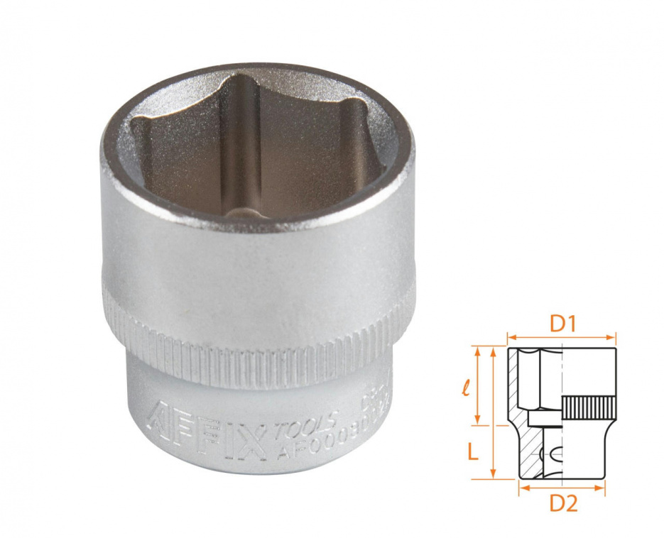 Головка торцевая стандартная шестигранная 3/8", 22 мм AFFIX AF00030022